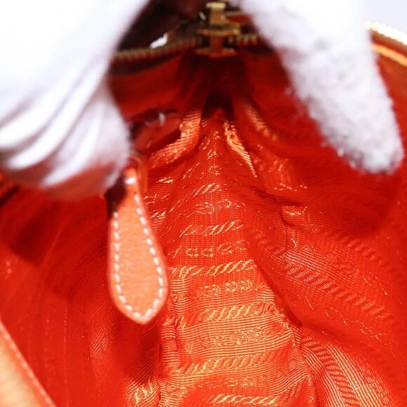 PRADA Accessory Pouch Nylon Orange Gold Auth 139357 - Picture 13 of 16